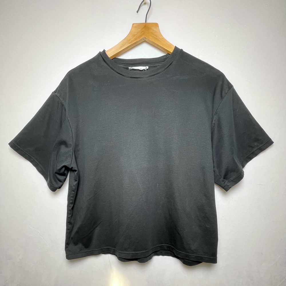 Reserved Black Boxy T-shirt in Mercerized Cotton Men Size S